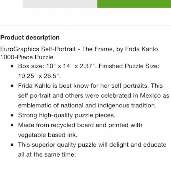 🌺 NWT Eurographics Frida Kahlo Fine Art Puzzle 🌺 - Picture 6 of 6